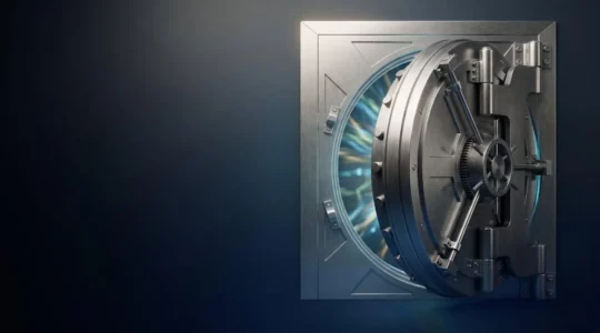 Professional photograph depicting digital security with cryptographic keys and secure hardware elements in a clean, minimalist composition