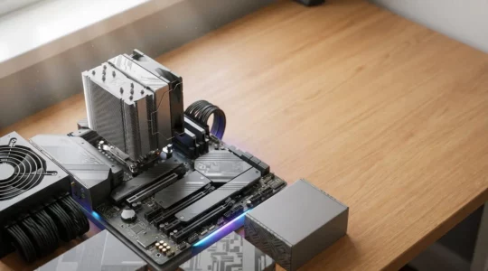 High-performance desktop PC build showcasing modular components designed for long-term upgradeability and minimal obsolescence