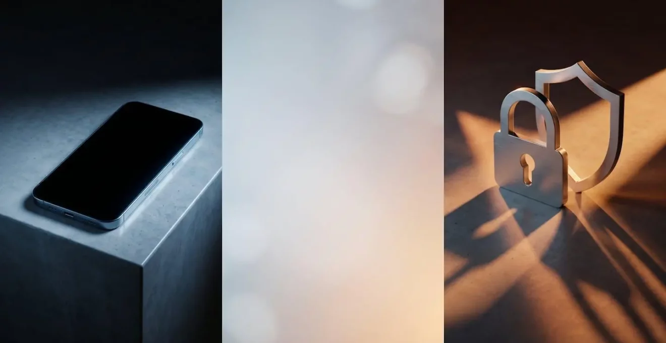 Conceptual security image questioning iPhone antivirus necessity