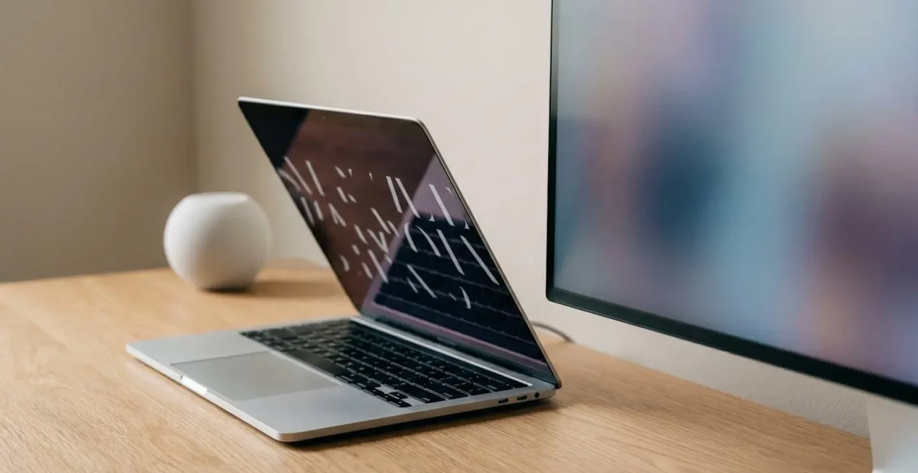 Close-up comparison showing text clarity difference between MacBook Retina display and external monitor