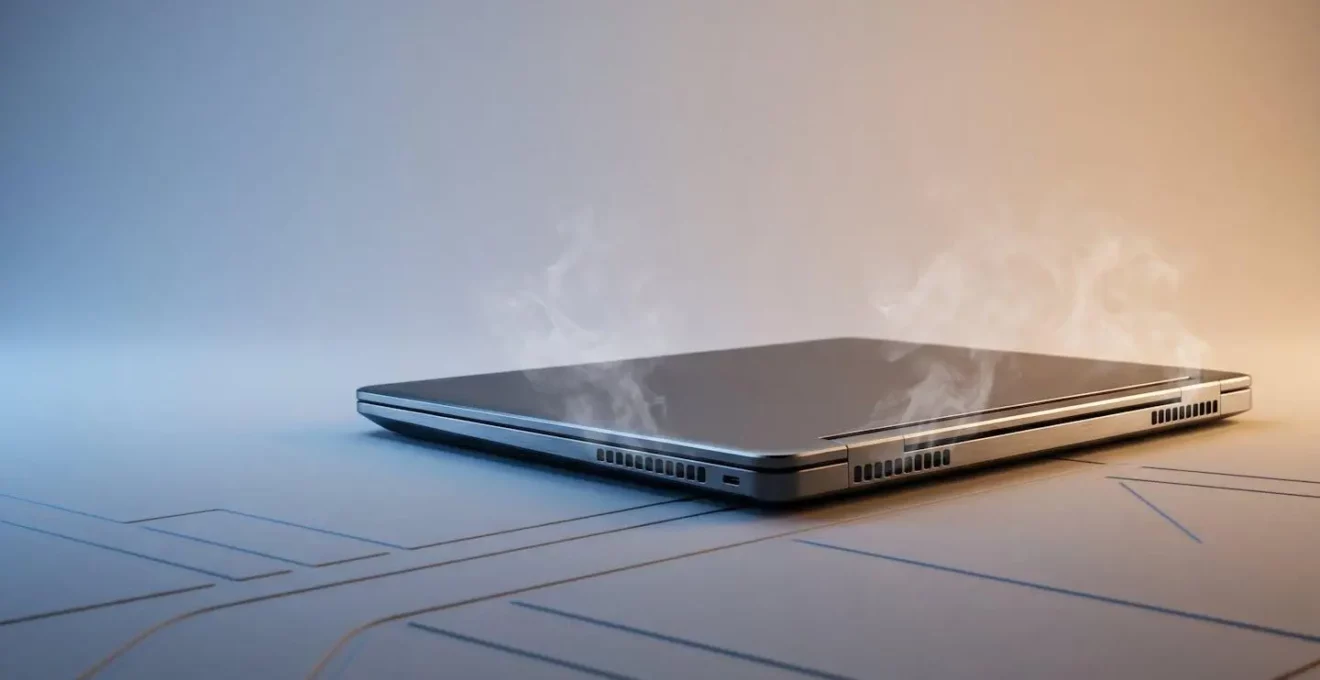 Sleek modern laptop with advanced processor showcasing improved thermal performance and efficiency