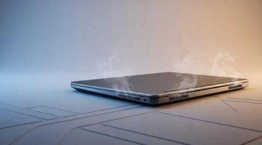 Sleek modern laptop with advanced processor showcasing improved thermal performance and efficiency