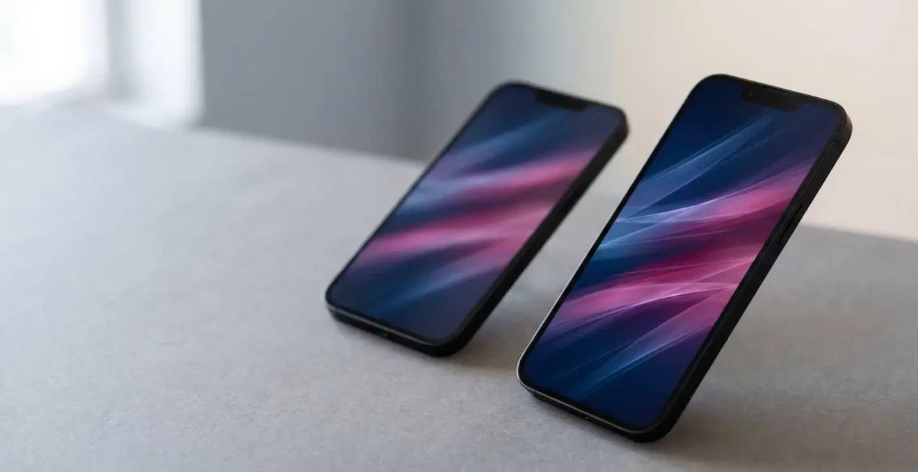Split view comparison showing smartphone displays at different refresh rates with motion clarity demonstration