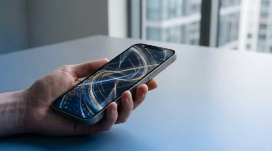 Abstract visualization of secure mobile VPN connection protecting digital privacy